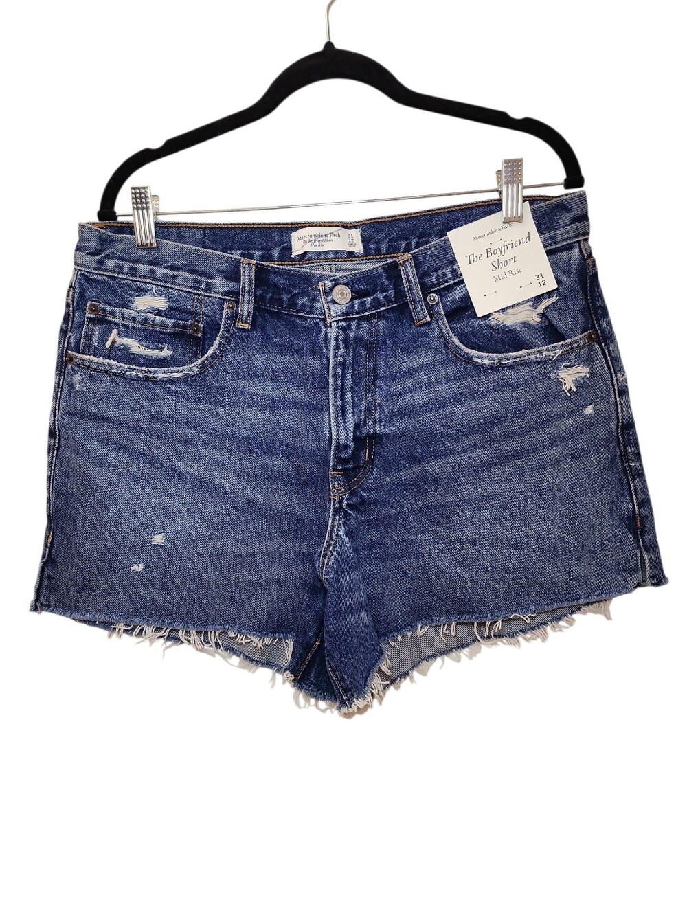Abercrombie&Fitch The Boyfriend Short mid-rise medium wash distressed Sz 31/12